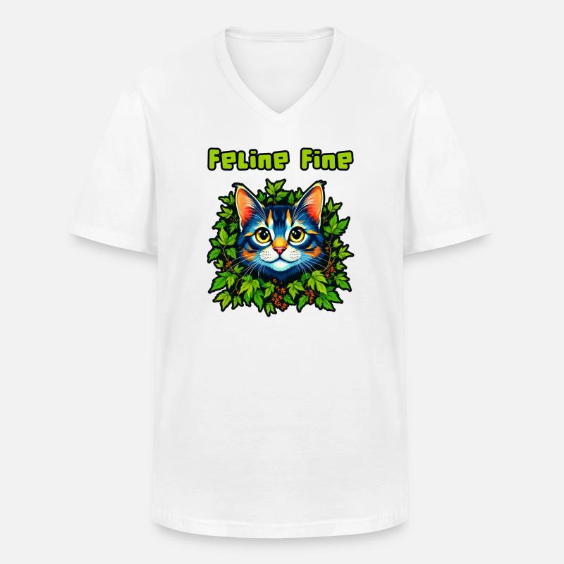 Katze fein #1 - Männer-T-Shirt mit V-Ausschnitt - Weiß