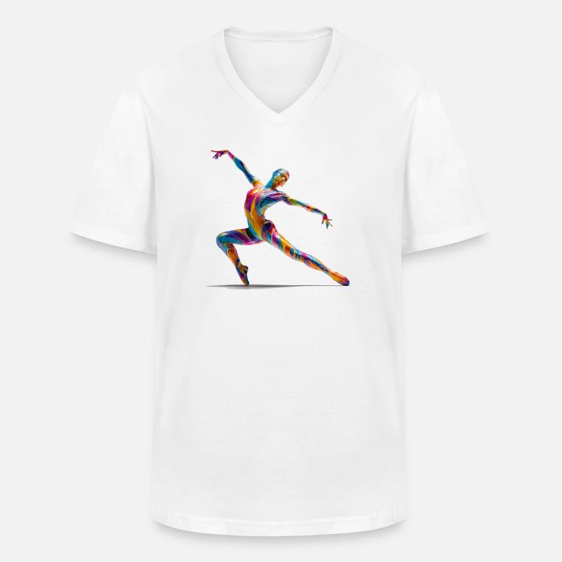 Farbexplosion Tänzer im Flow - Männer-T-Shirt mit V-Ausschnitt - Weiß