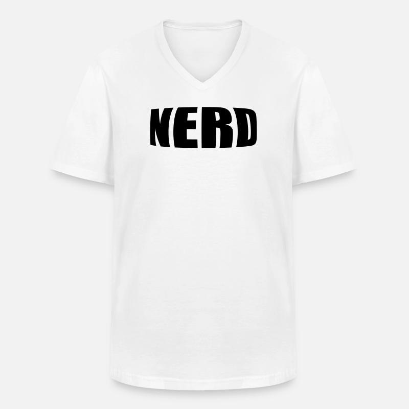 NERD - Männer-T-Shirt mit V-Ausschnitt - Weiß
