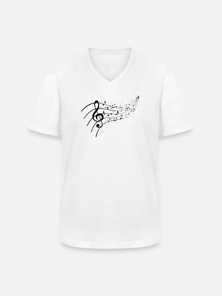 Black night with music knot - Men's V-Neck T-Shirt - white