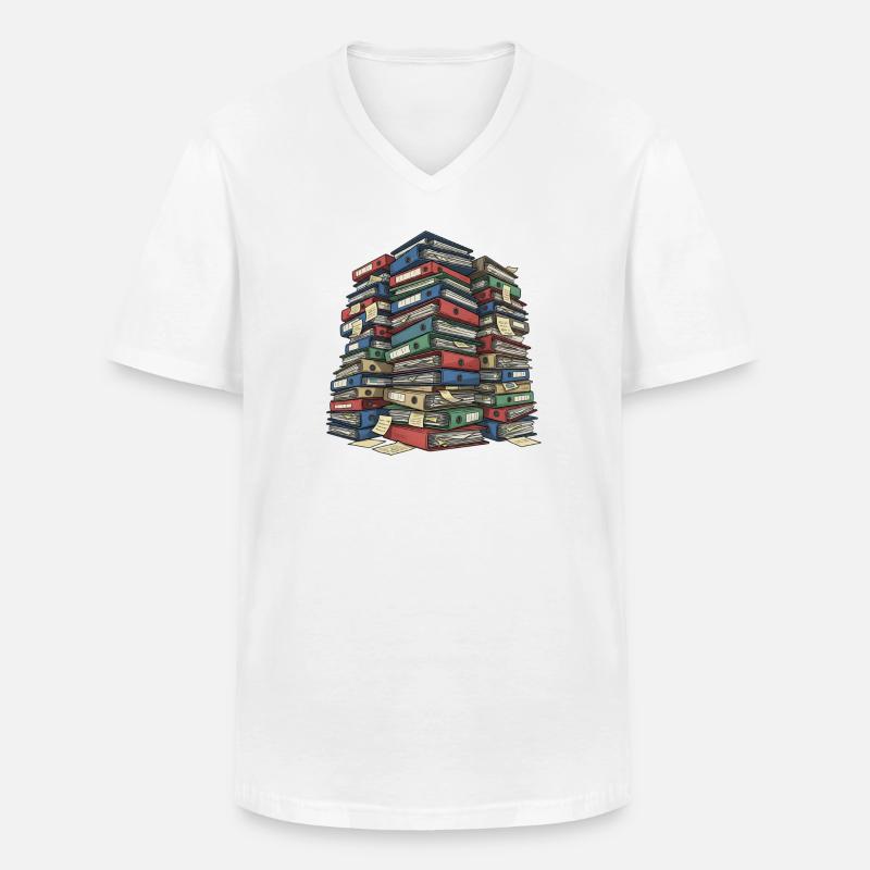 Folder Stack Office Chaos - Men's V-Neck T-Shirt - white
