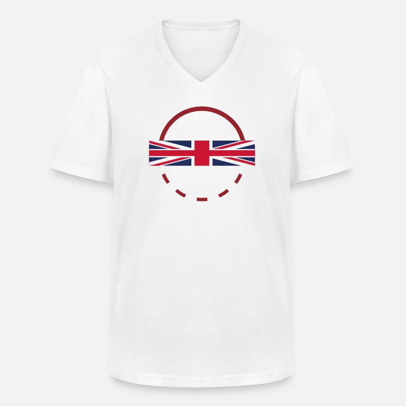 Union Jack Arc Print Abzeichen - Männer-T-Shirt mit V-Ausschnitt - Weiß