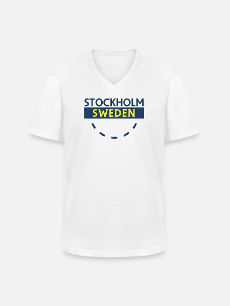 Stockholm Sweden Bold Text - Men's V-Neck T-Shirt - white