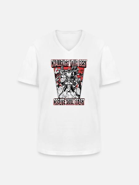 CYB - Backprint - Black/White/Red - Challenge - Men's V-Neck T-Shirt - white