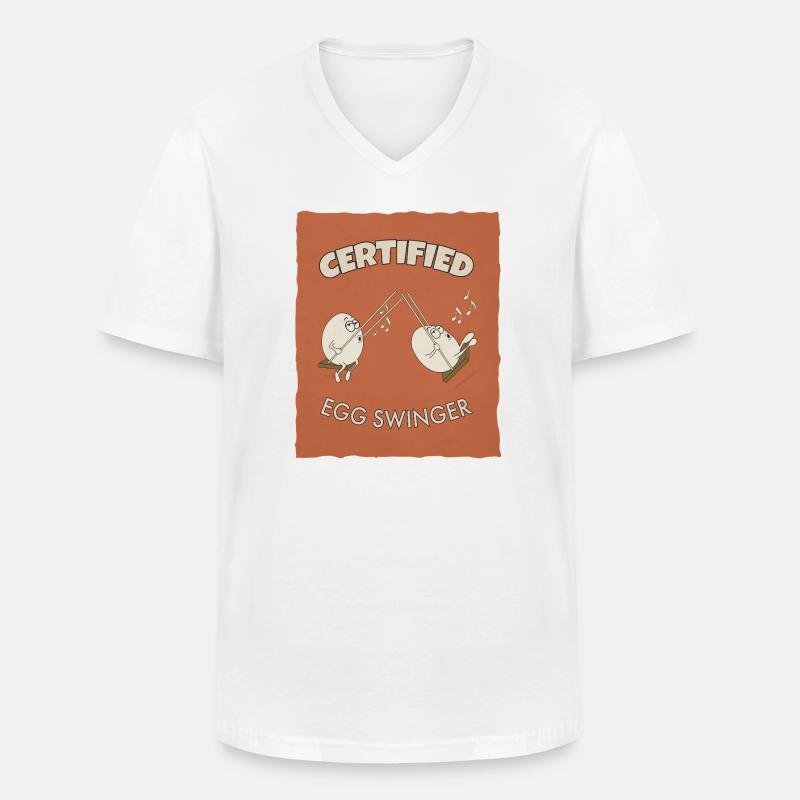 Certified Egg Swinger – Funny Egg Design - Männer-T-Shirt mit V-Ausschnitt - Weiß