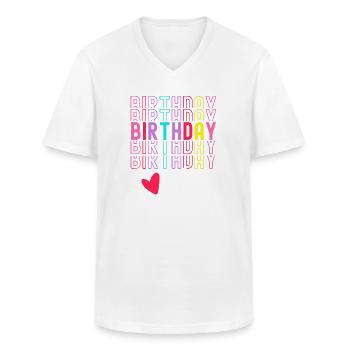 Fille d’anniversaire Fille d’anniversaire Cadeau Coeur - T-shirt col V Homme - blanc - Devant - AI Model Male 185 light (185cm)