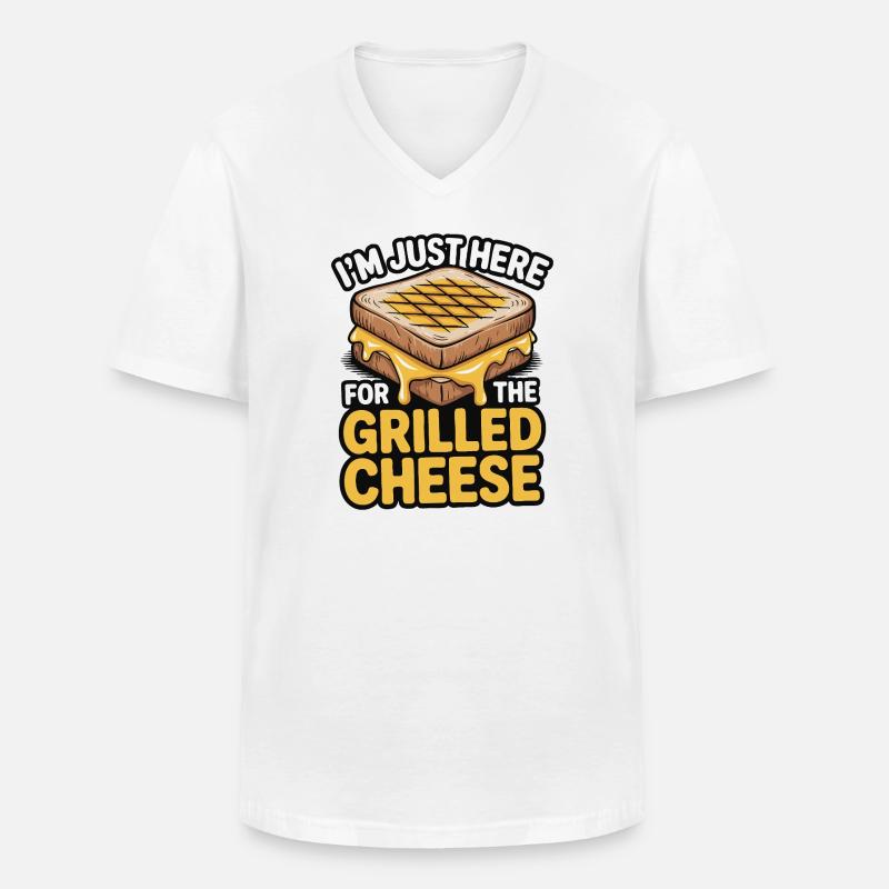 Grilled Cheese Lover - I’m Just Here - Männer-T-Shirt mit V-Ausschnitt - Weiß