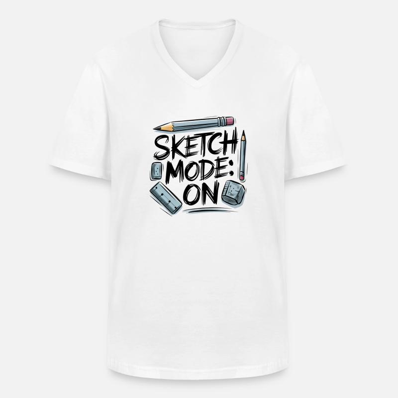 Sketch Mode: ON – Creative Mode Active - Men's V-Neck T-Shirt - white