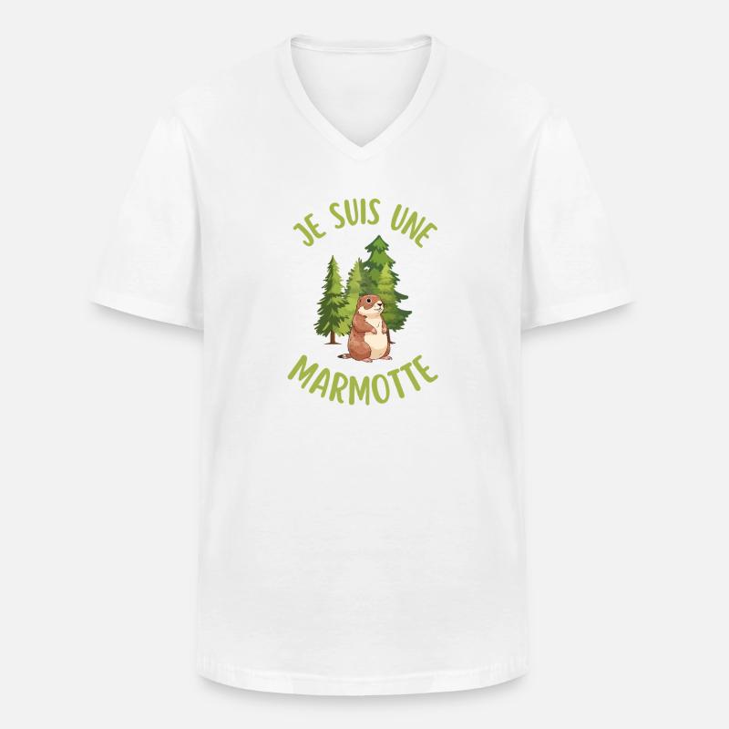 Ich bin ein Murmeltier im Wald - Männer-T-Shirt mit V-Ausschnitt - Weiß