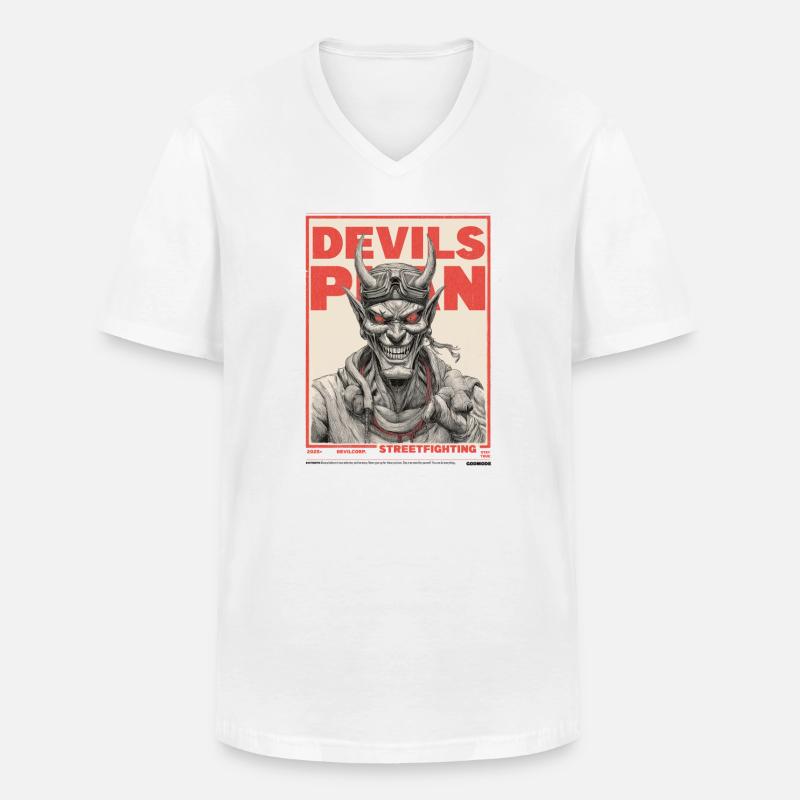 Devils Plan - Männer-T-Shirt mit V-Ausschnitt - Weiß