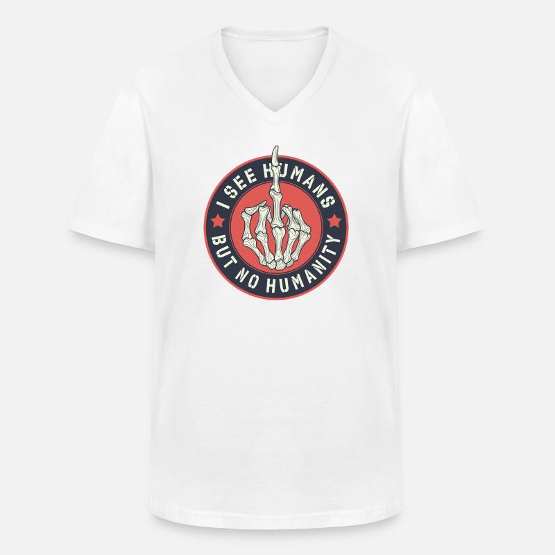 I See humans but no humanity - Männer-T-Shirt mit V-Ausschnitt - Weiß