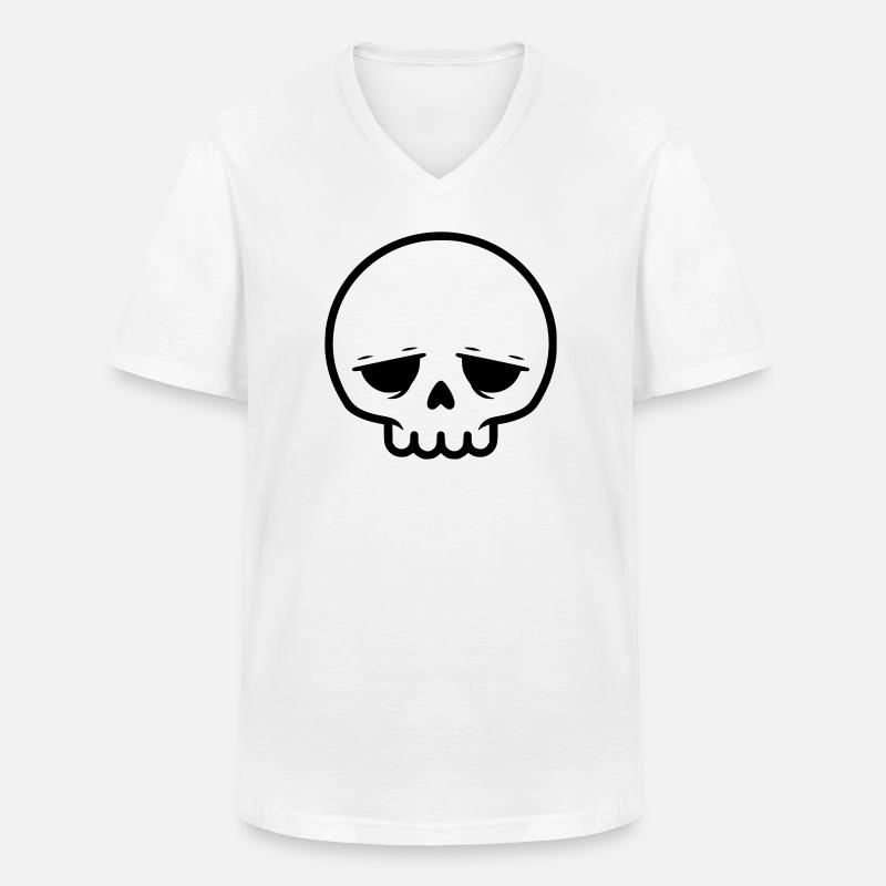 Trauriger Totenkopf | Emo & Goth Design - Männer-T-Shirt mit V-Ausschnitt - Weiß