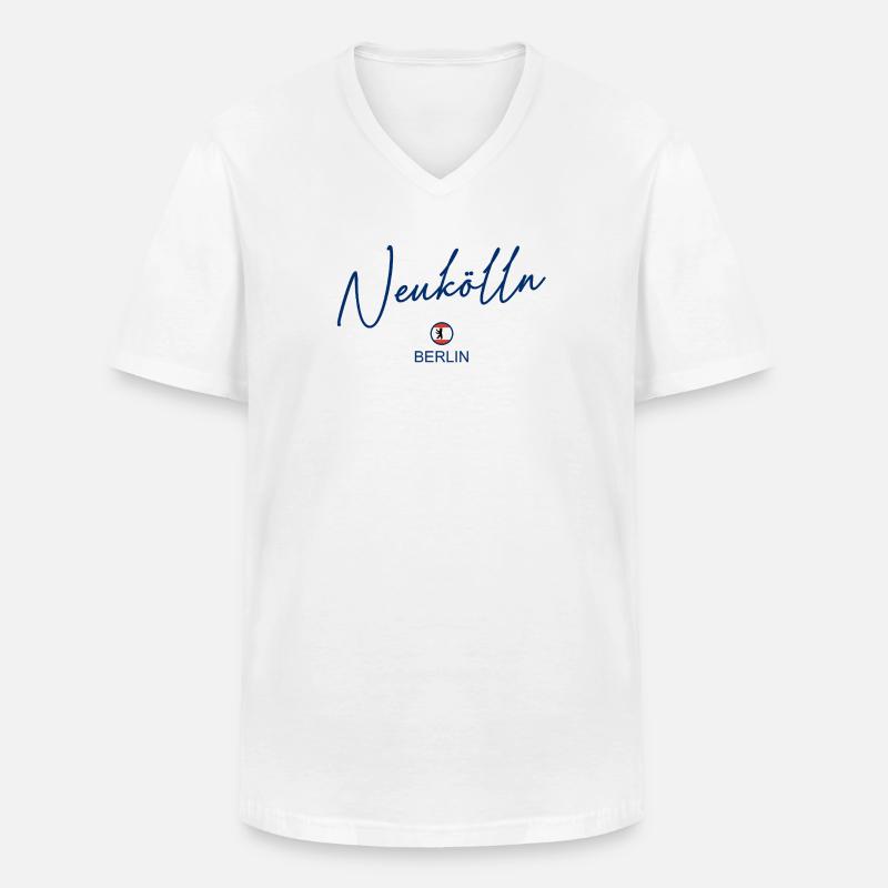 Neukölln - Berlin Flagge - Berliner Bär - Männer-T-Shirt mit V-Ausschnitt - Weiß