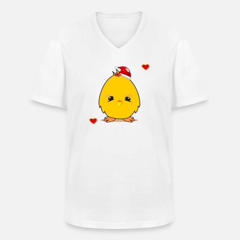 Weihnachtsküken Weihnachten Herz - Männer-T-Shirt mit V-Ausschnitt - Weiß