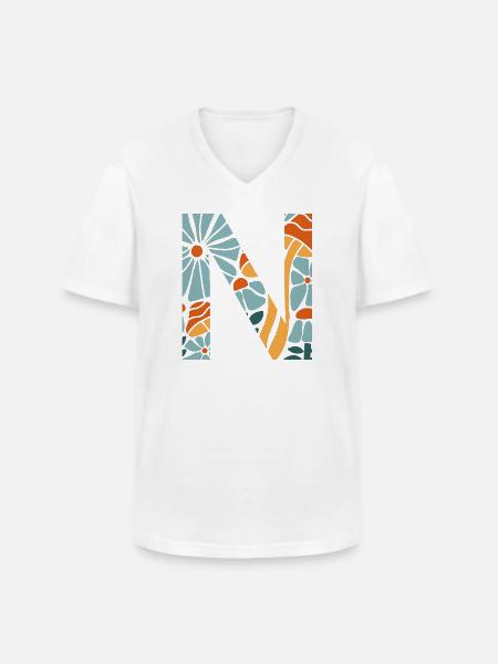 Groovy Letter n Flowers Geschenkidee - Männer-T-Shirt mit V-Ausschnitt - Weiß