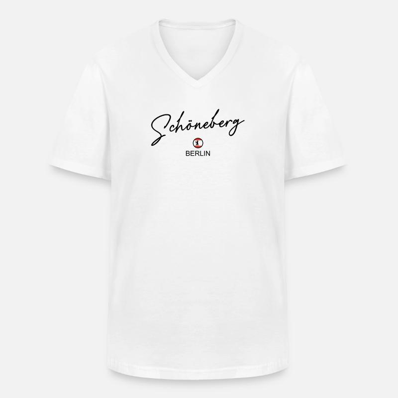 Schöneberg - Berlin Flagge - Berliner Bär - Männer-T-Shirt mit V-Ausschnitt - Weiß