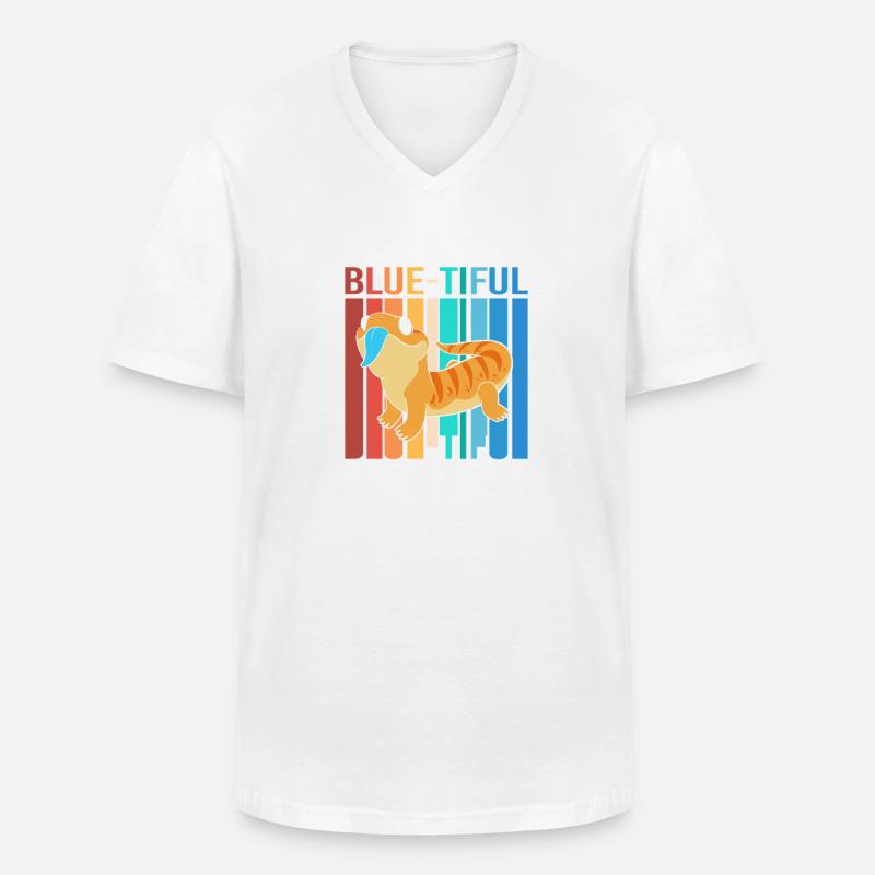 Blau Zunge Eidechse - Männer-T-Shirt mit V-Ausschnitt - Weiß