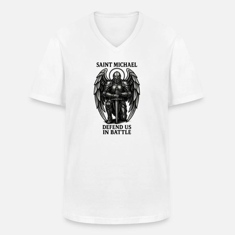 Sankt Michael Ritter des Lichts - Männer-T-Shirt mit V-Ausschnitt - Weiß