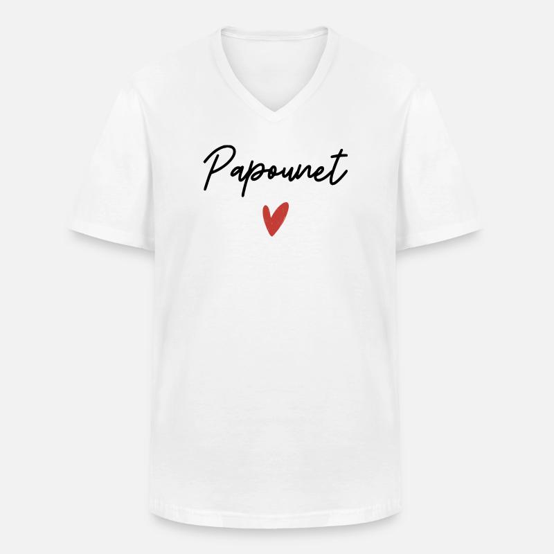 Papa Herz Geschenkidee - Männer-T-Shirt mit V-Ausschnitt - Weiß