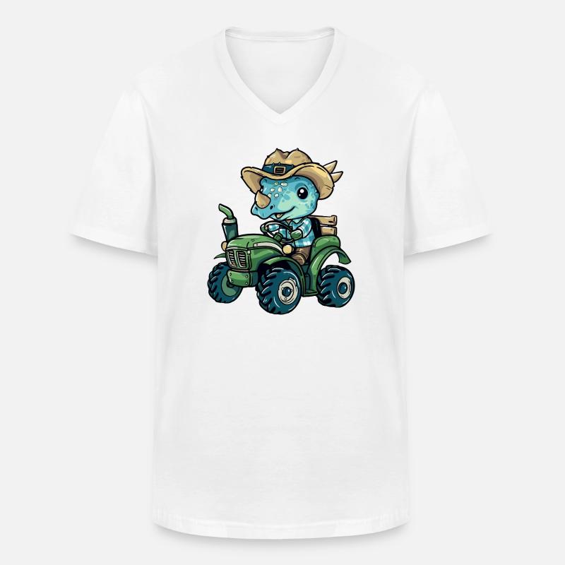 Dinosaurier triceratops Traktor Farmer - Männer-T-Shirt mit V-Ausschnitt - Weiß
