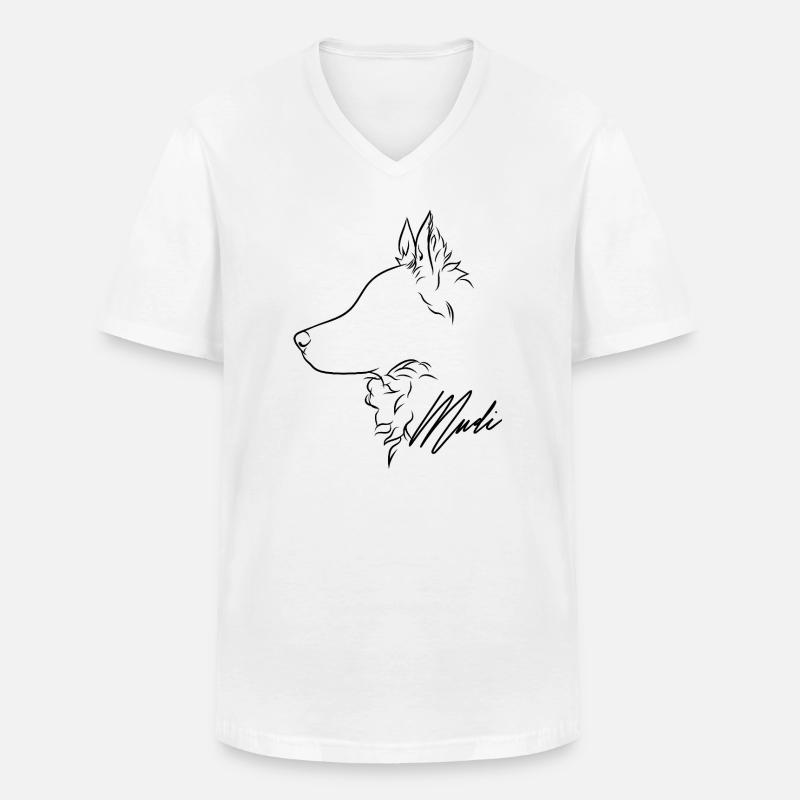 Mudi Profil Hunde Hund Wilsigns - Männer-T-Shirt mit V-Ausschnitt - Weiß