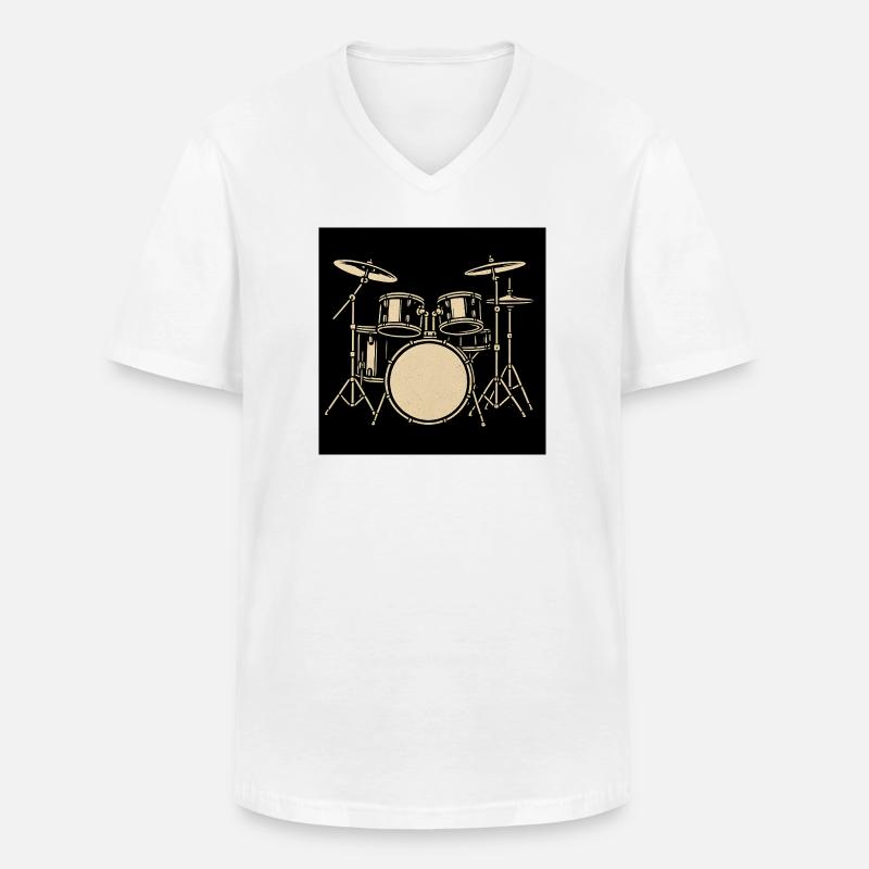Schwarzsilbernes Drumset Illustration - Männer-T-Shirt mit V-Ausschnitt - Weiß