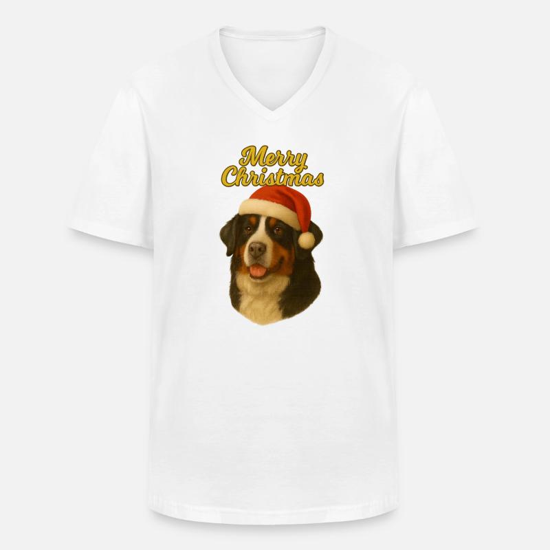Berner Sennenhund Merry Christmas Pullover - Männer-T-Shirt mit V-Ausschnitt - Weiß