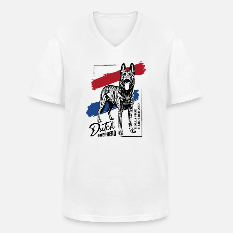 Dutch Shepherd – Dutchie - Männer-T-Shirt mit V-Ausschnitt - Weiß