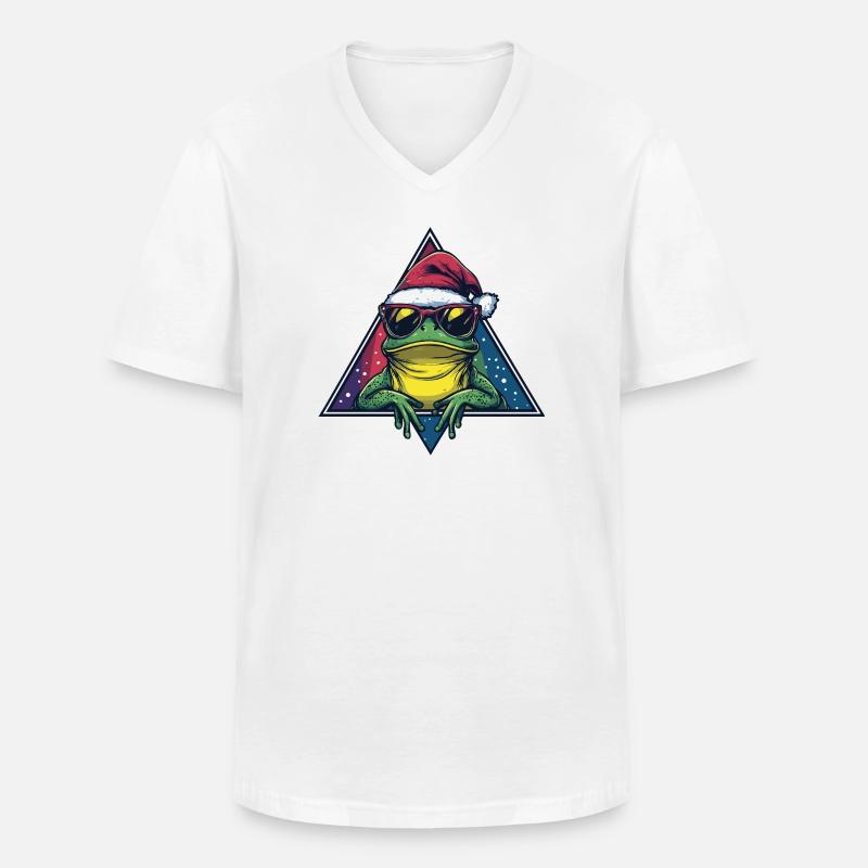 Frosch im Santa Triangle - Männer-T-Shirt mit V-Ausschnitt - Weiß