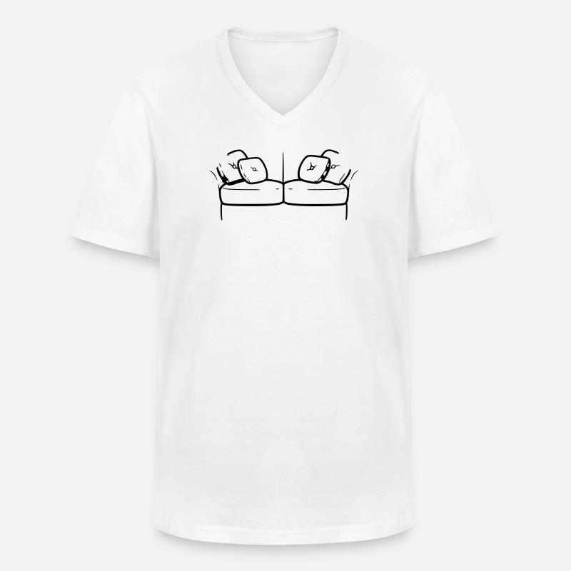 Sofa Couch Silhouette Chill Vektor - Männer-T-Shirt mit V-Ausschnitt - Weiß