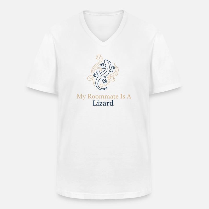 Mein Mitbewohner ist eine Echse - Männer-T-Shirt mit V-Ausschnitt - Weiß