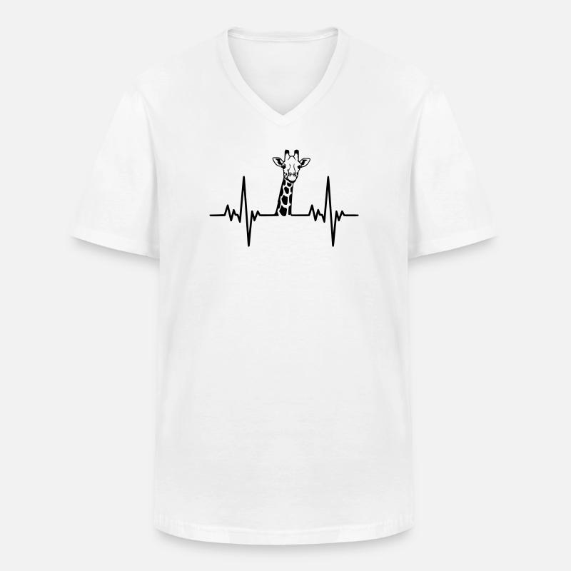 Giraffe Herzschlag Safari Design - Männer-T-Shirt mit V-Ausschnitt - Weiß