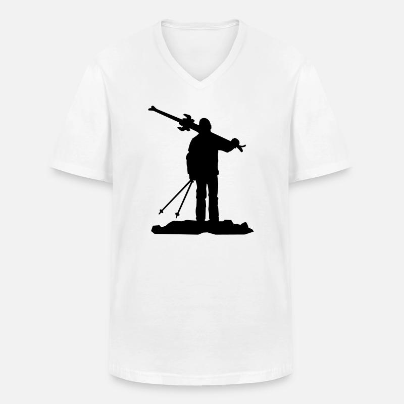 Ski - Männer-T-Shirt mit V-Ausschnitt - Weiß