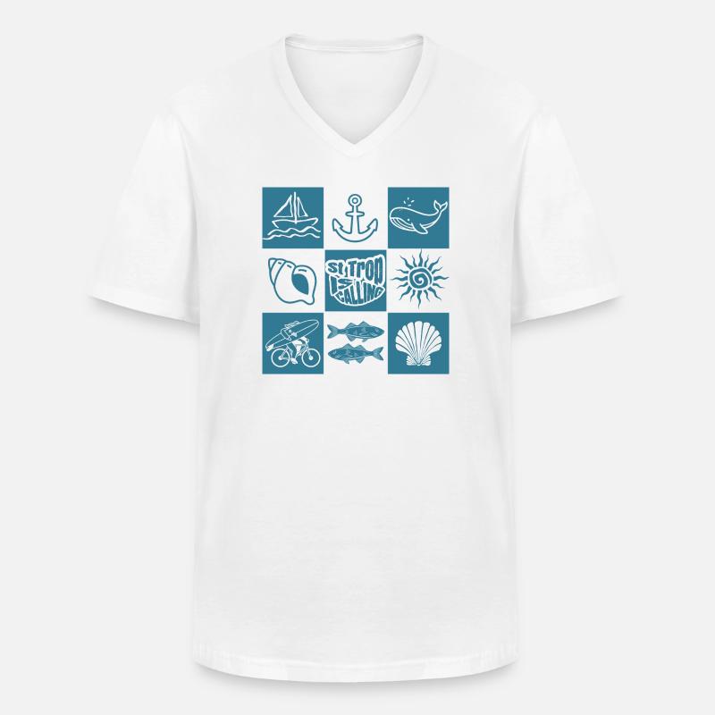 Rufe der ozeanischen nautischen Muster - Männer-T-Shirt mit V-Ausschnitt - Weiß