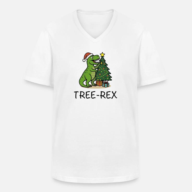 Tree-Rex – Ugly Christmas Style - Männer-T-Shirt mit V-Ausschnitt - Weiß