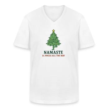 Namaste Festbaum Zen Stil - Männer-T-Shirt mit V-Ausschnitt - Weiß - Vorne - AI Model Male 185 light (185cm)