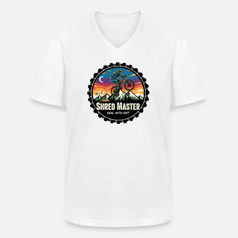 Shred Master Dirt MTB Sunset - Männer-T-Shirt mit V-Ausschnitt - Weiß