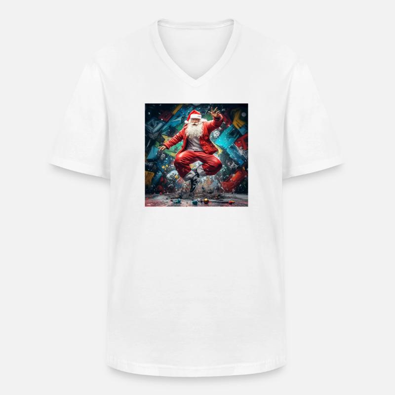 Weihnachtsmann Graffiti Sprung Breakdance - Männer-T-Shirt mit V-Ausschnitt - Weiß