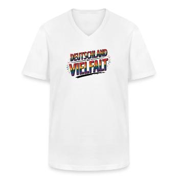 Deutschland ist Vielfalt - Cool Pride Logo - Männer-T-Shirt mit V-Ausschnitt - Weiß - Vorne - AI Model Male 185 light (185cm)