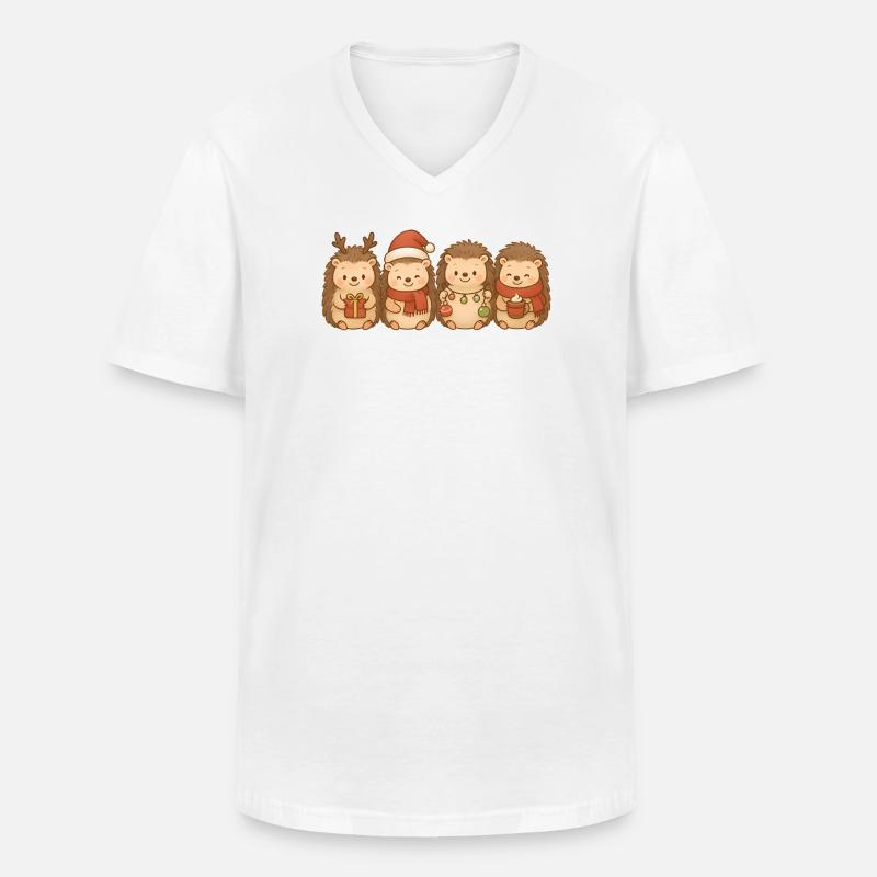 Igel Kinder Jungen Mädchen Weihnachtsigel - Männer-T-Shirt mit V-Ausschnitt - Weiß