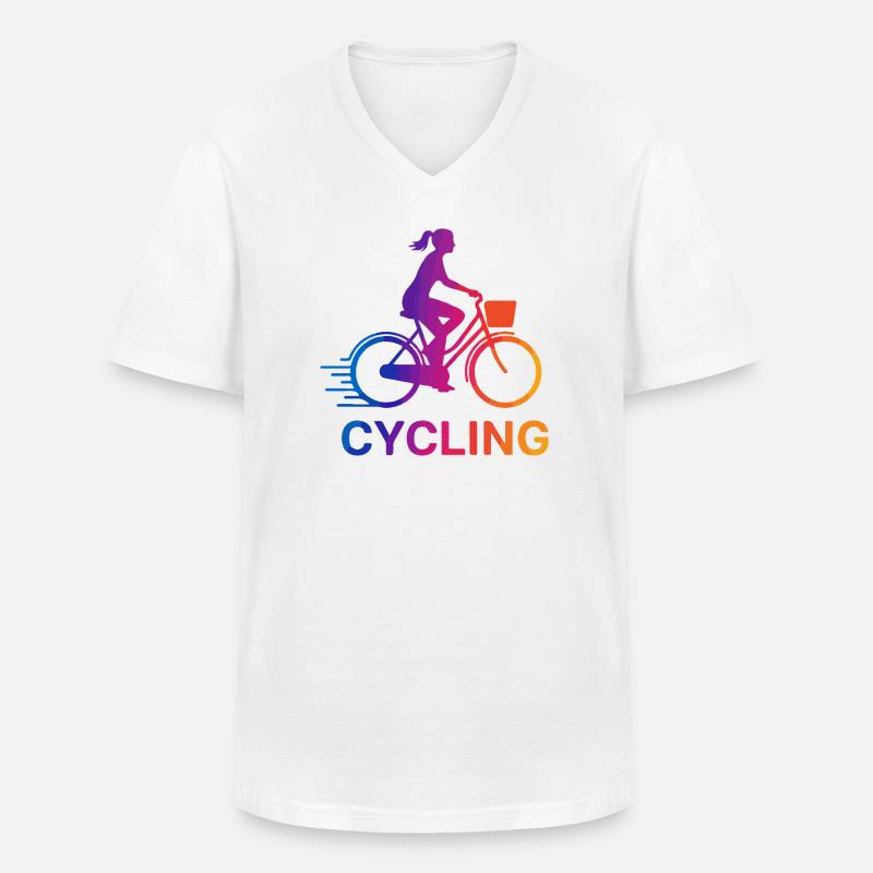Rainbow Gradient Cyclist - Männer-T-Shirt mit V-Ausschnitt - Weiß