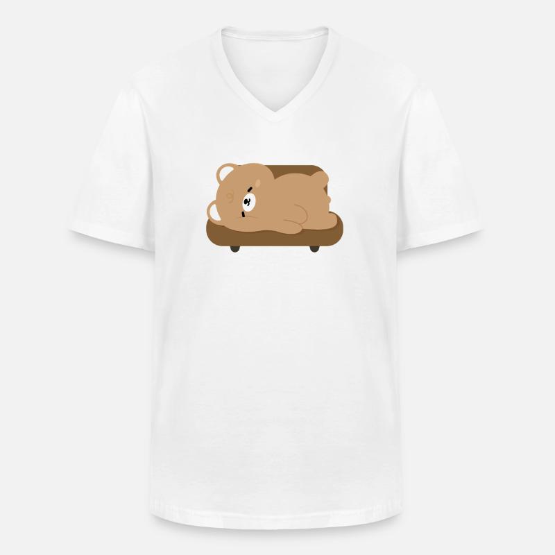 Müder Eisbär auf Sofa - Männer-T-Shirt mit V-Ausschnitt - Weiß