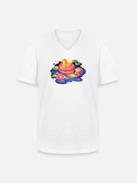 Fruity donut duck trip - Men's V-Neck T-Shirt - white