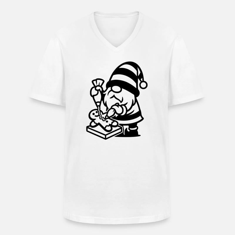 Gingerbread Baking Gnome - Men's V-Neck T-Shirt - white