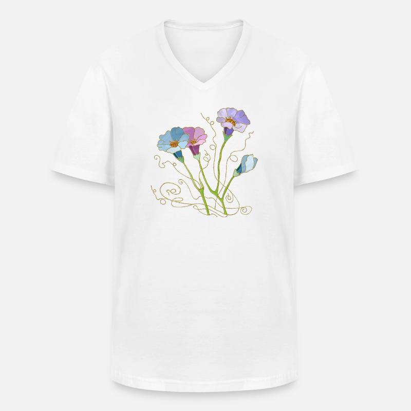 Blumen - Männer-T-Shirt mit V-Ausschnitt - Weiß