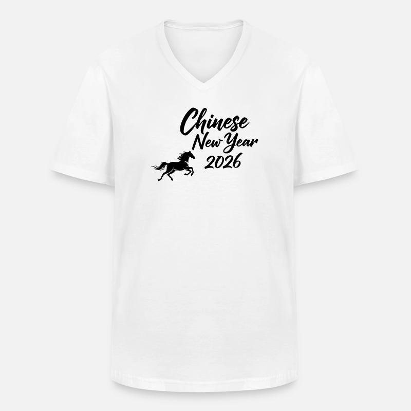 Capodanno cinese 2026 Calligrafia - Maglietta da uomo classica con scollo a V - bianco