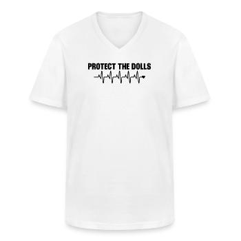 Protect_the_Dolls_herzschlag - Männer-T-Shirt mit V-Ausschnitt - Weiß - Vorne - AI Model Male 185 light (185cm)
