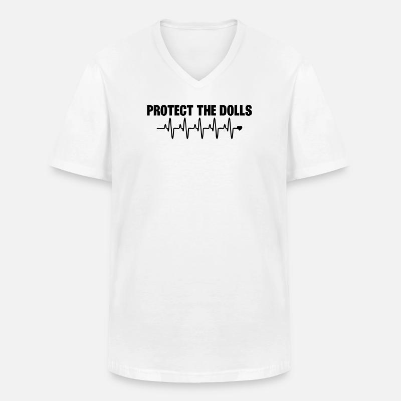 Protect_the_Dolls_herzschlag - Männer-T-Shirt mit V-Ausschnitt - Weiß