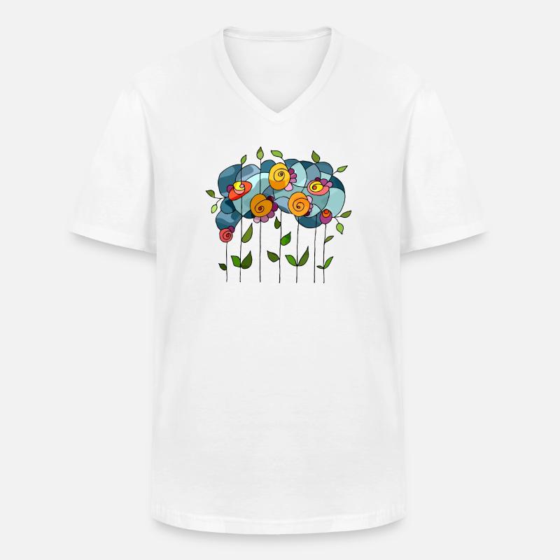 Blumen - Männer-T-Shirt mit V-Ausschnitt - Weiß