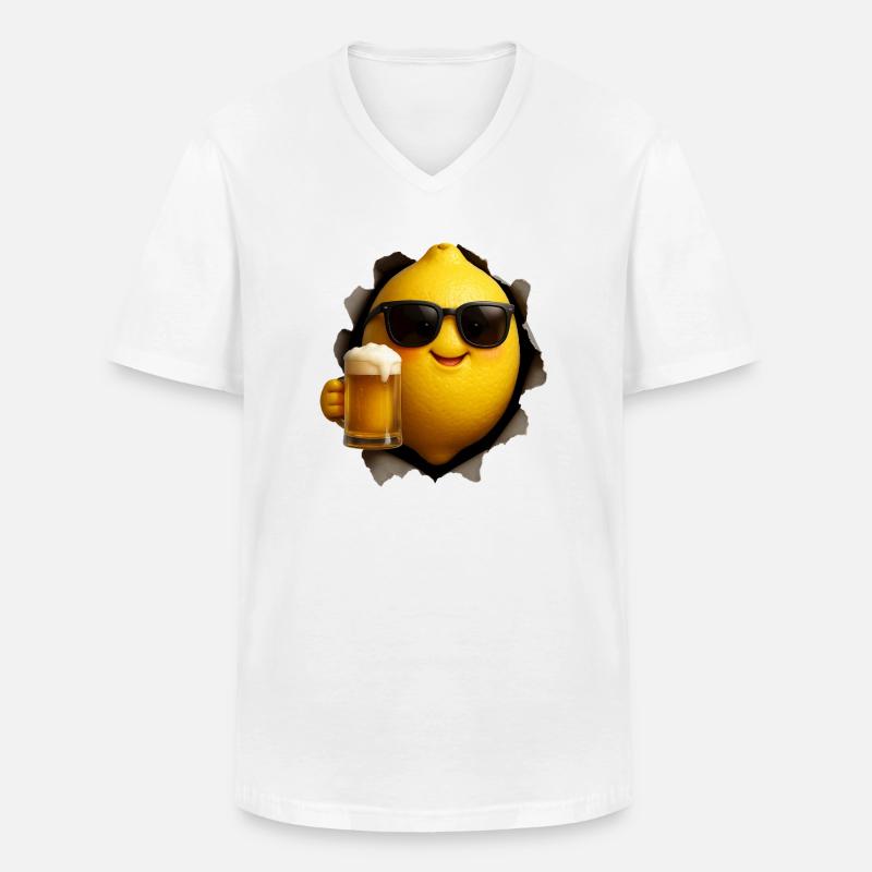 Zitrone Bier Lemon - Männer-T-Shirt mit V-Ausschnitt - Weiß